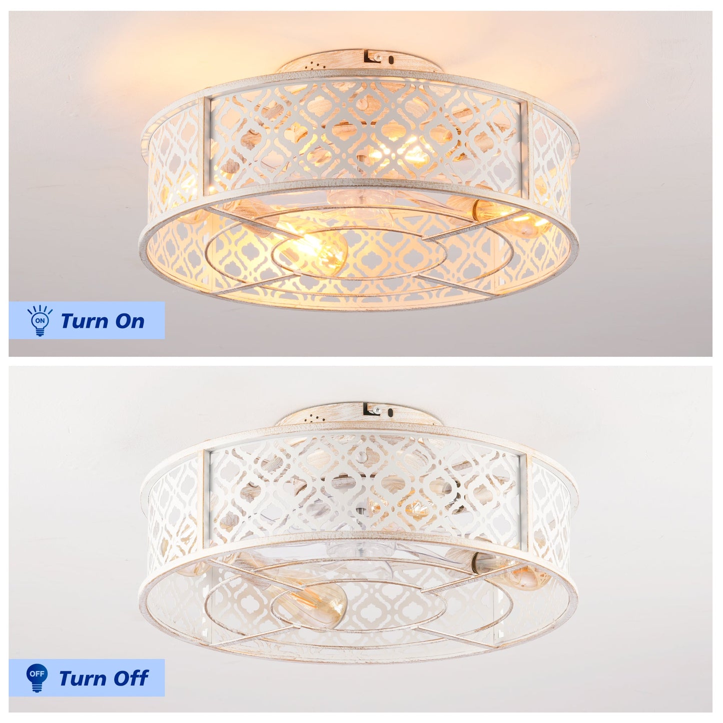 20" Flower Style Iron Ceiling Fan With Remote Control