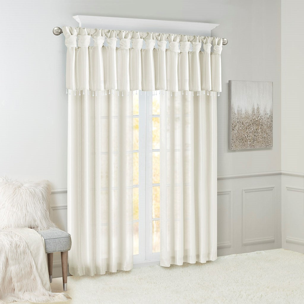 Twist Tab Lined Window Curtain Panel White 50x108