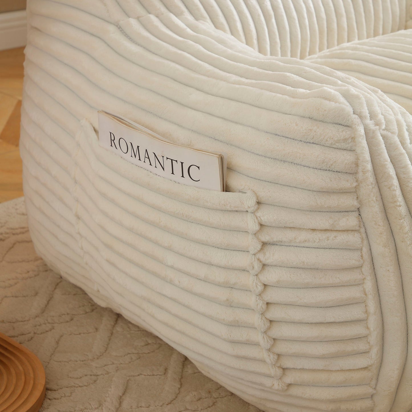 Giant Bean Bag Chair With Armrests And Footstool