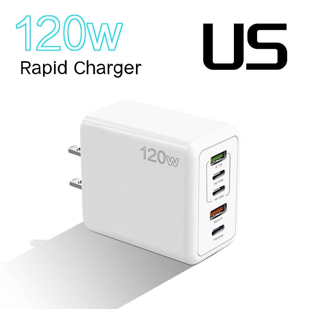 Mobile Phone Charger Multi-port Fast Charging Port European And American British Standard Charging Plug 120W Adapter