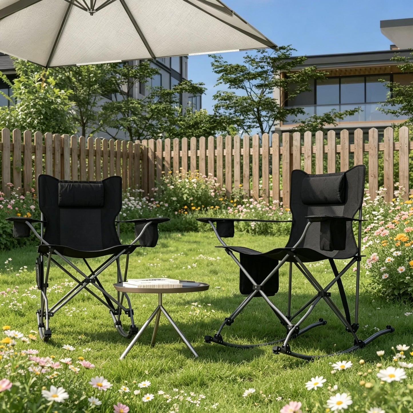 Set of 2 Folding Rocking Camping Chairs