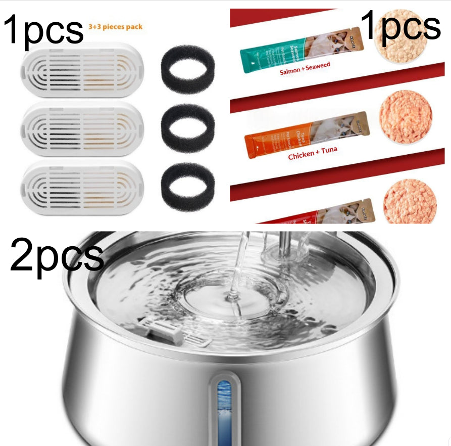 All Stainless Steel Pet Water Dispenser Round Runway Type Large Capacity Dogs And Cats Water Dispenser
