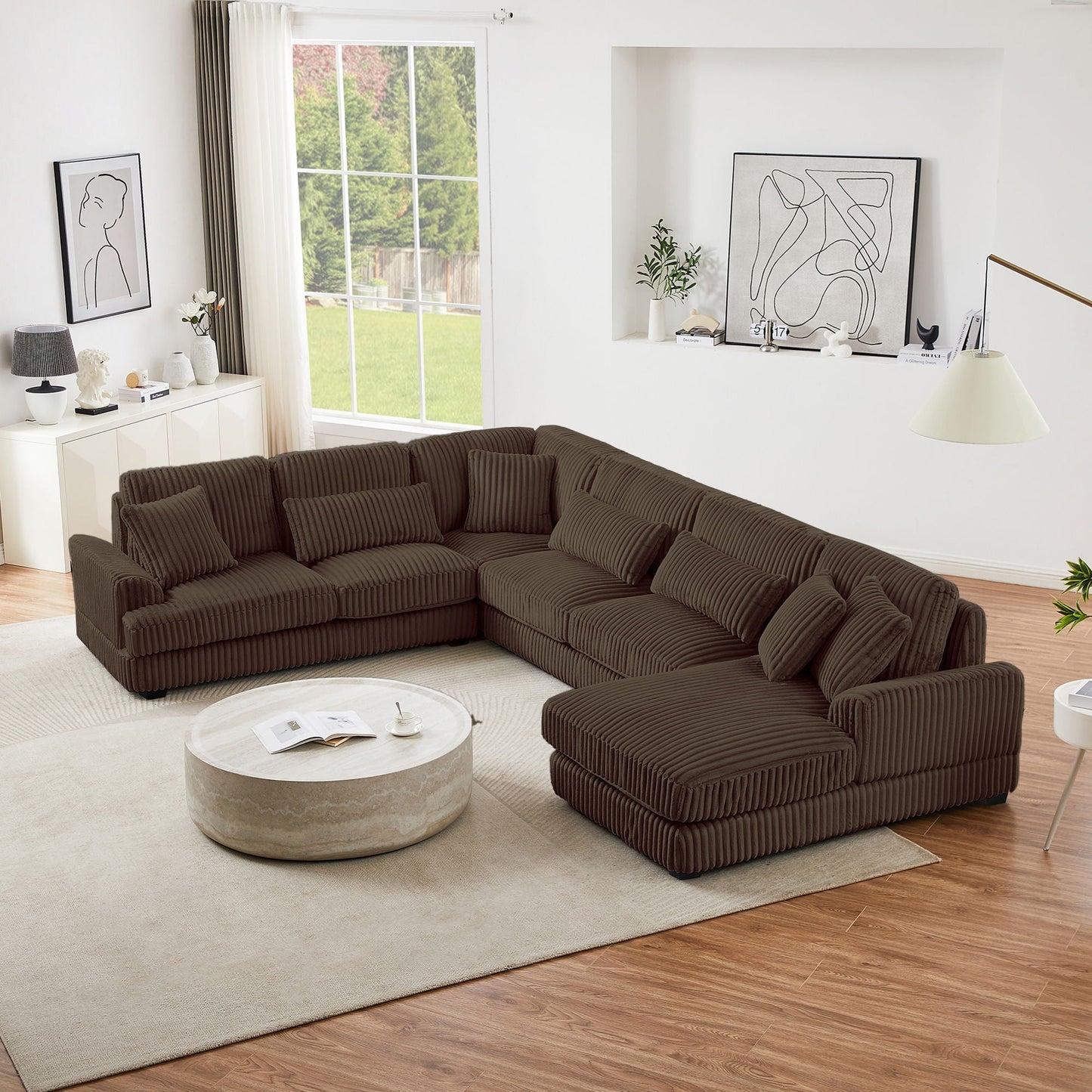 Oversized Sectional Sofa U - Shaped Sofa Couch Modern Sofa Upholstered In Soft With A Chaise Lounge For Living Room