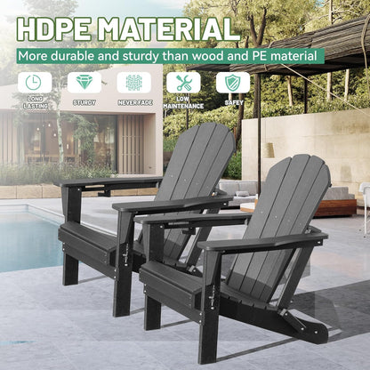 Adirondack Chairs Set of 2 - Plastic HDPE with Cup Holder