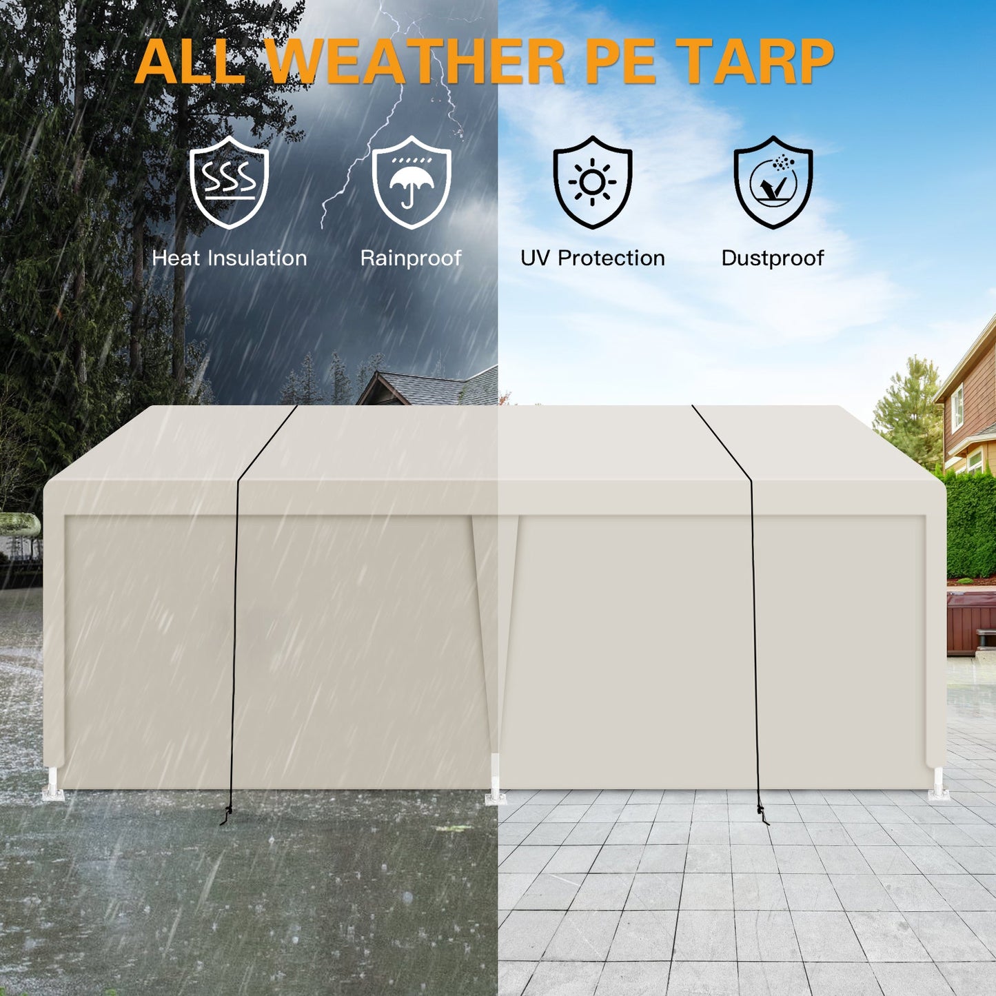 Carport, 12×20 Heavy Duty Portable Carport Garage Tent for Outdoor Storage Shelter