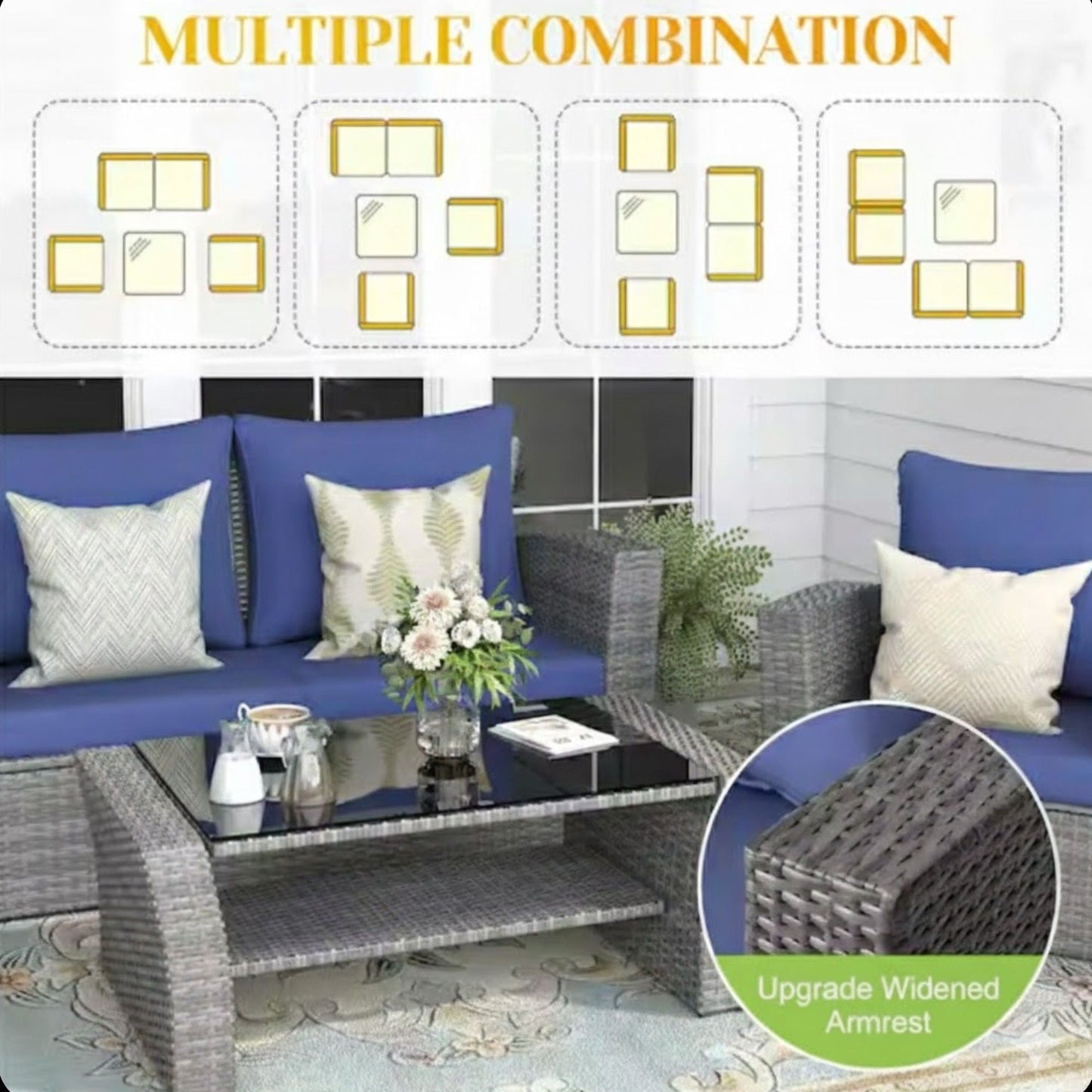 Modern Patio Set With Table And Cushions