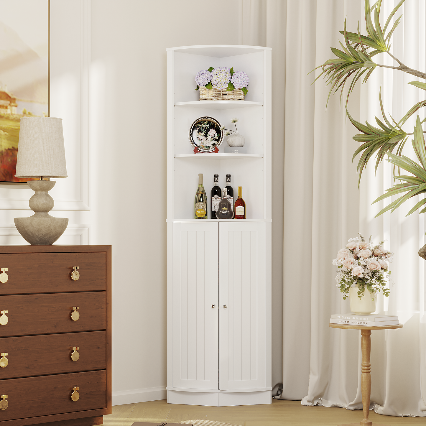 67" Tall Corner Cabinet with 2 Doors and Adjustable Shelves