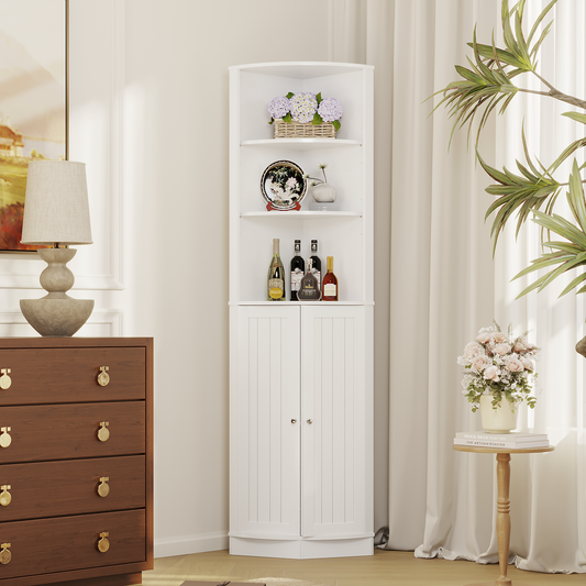 67" Tall Corner Cabinet with 2 Doors and Adjustable Shelves