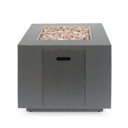 33" Outdoor Iron Square Propane Fire Pit - Brushed Brown