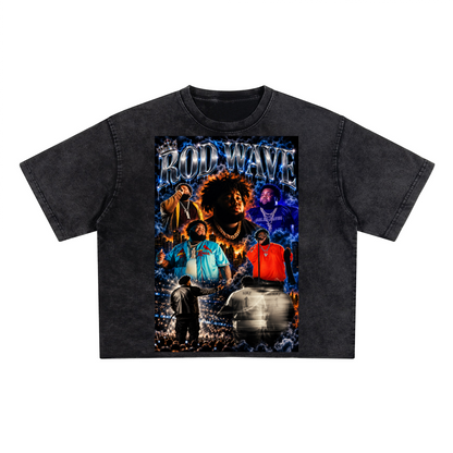 “Rod Wave” Cropped Snow-Washed Tee