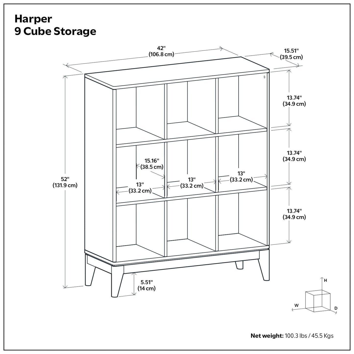 Harper - 9 Cube Storage - Walnut Brown