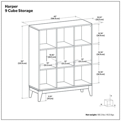 Harper - 9 Cube Storage - Walnut Brown
