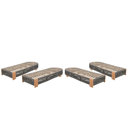 Outdoor Acacia Wood Patio Adjustable Lounge Chair - Grey Rope