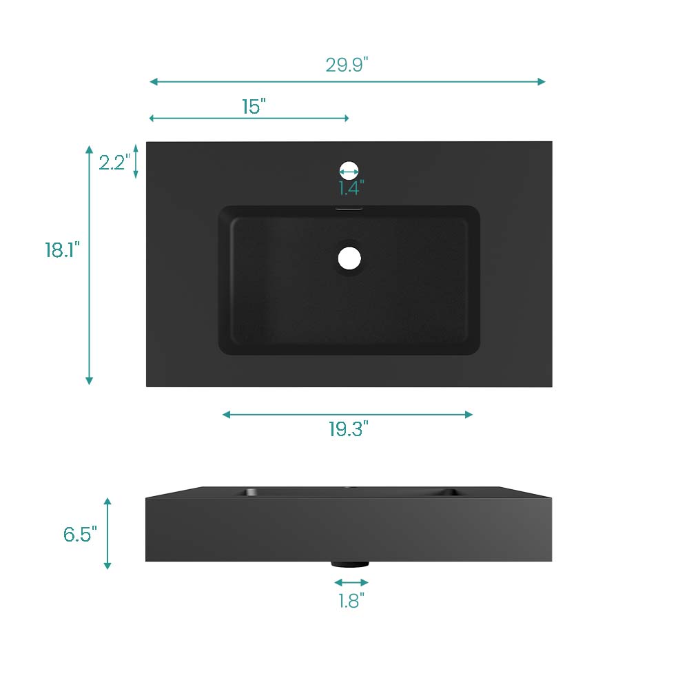 BB02-30-109 Integrated Engineered Solid Surface Basin Matt