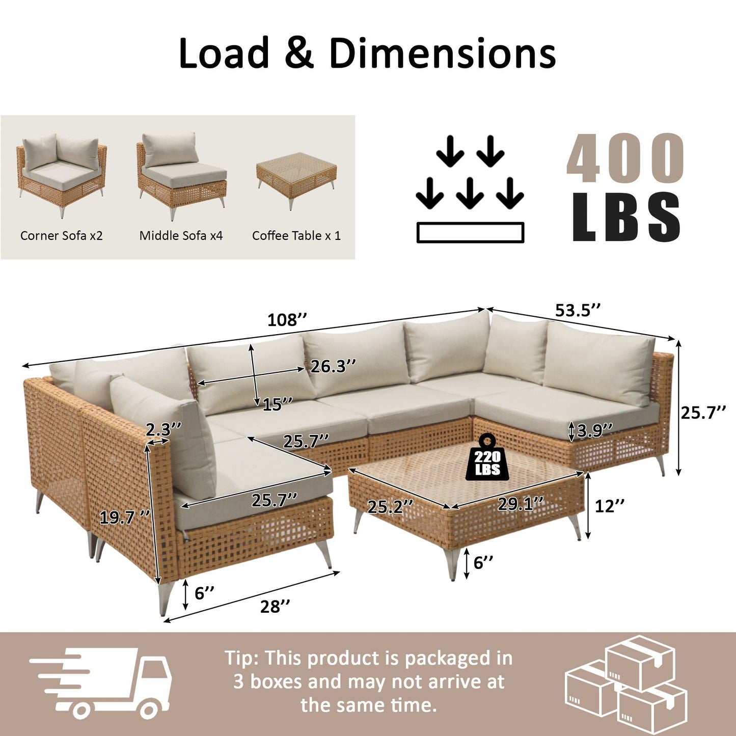 K&K 7-Piece Wicker Patio Furniture Set