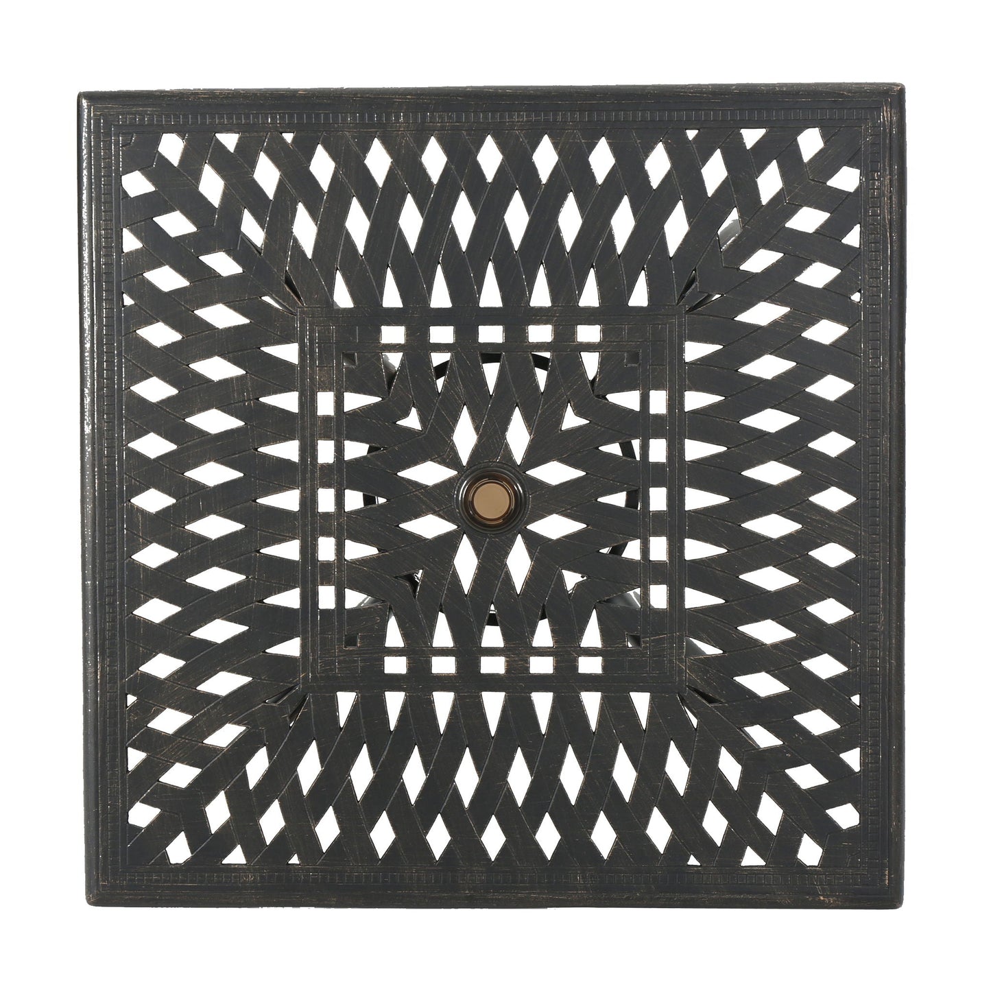 Enchantia Outdoor Square Dining Table with Weave Tabletop and Flared Legs - Copper
