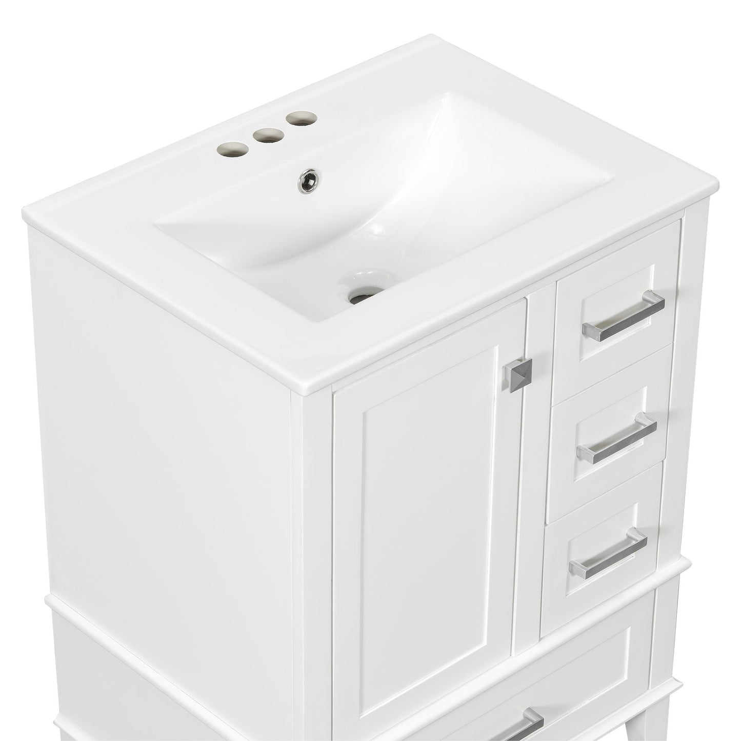 Bathroom Vanity, Modern Bathroom Cabinet With Sink Combo Set, Bathroom Storage Cabinet With A Soft Closing Door And 3 Drawers, Solid Wood Frame