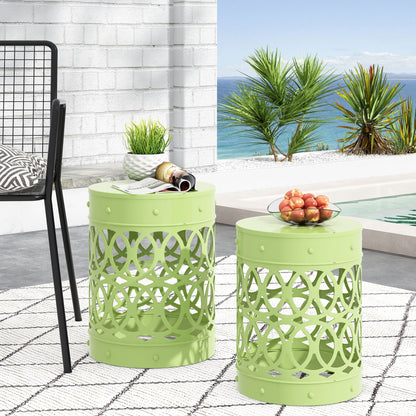 Outdoor Metal Side Table Set of 2