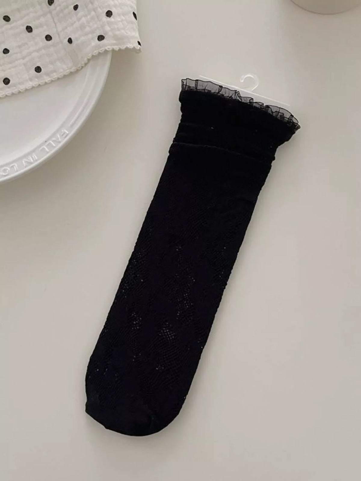 Lace Fishnet Mid-Calf Socks