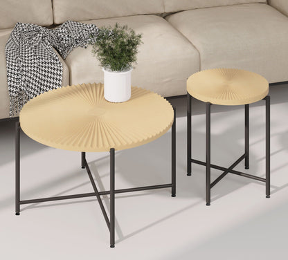 Radial - Pattern Coffee And End Table Set Waterproof Cover, Distressed Cylindrical Design (Set of 2)