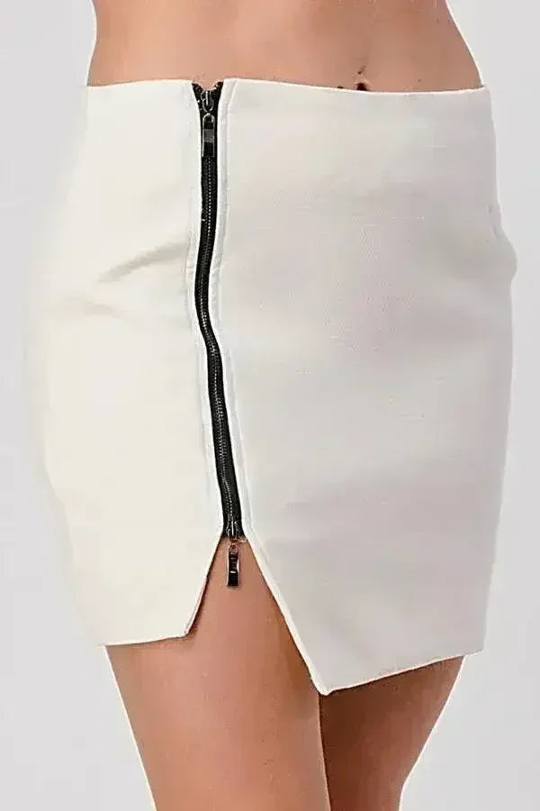 High-Waisted Zip-Front Mini Skirt - Edgy Style | Femstylo
