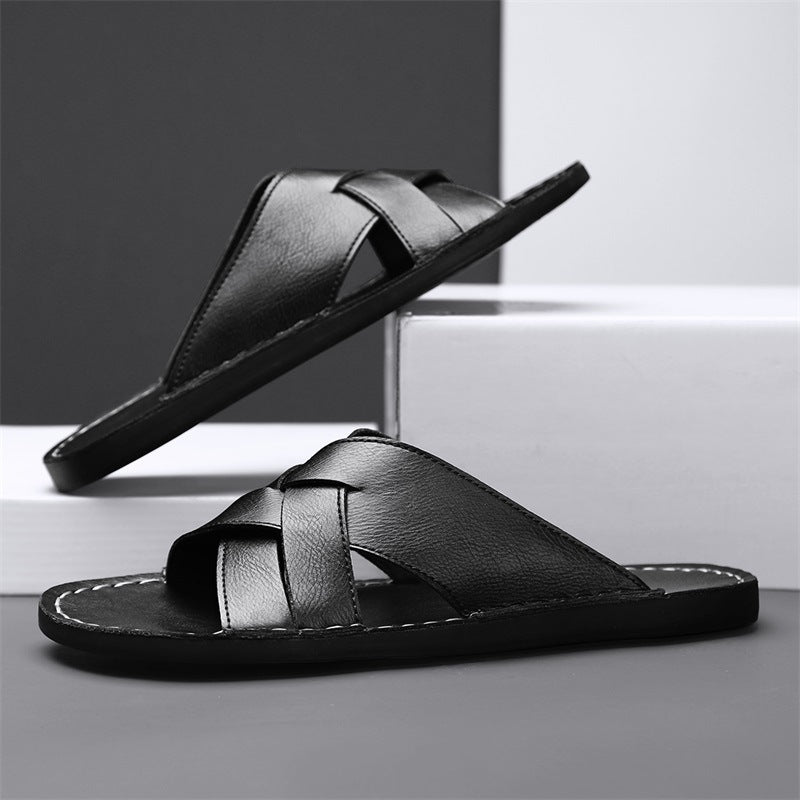 Western-style Flat-bottom Hollowed-out Large-size Slippers
