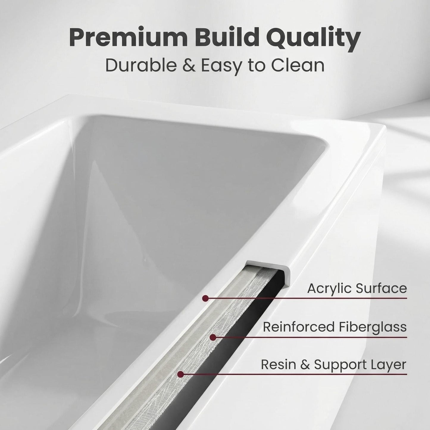 67" Whirlpool Bathtub with Hydrotherapy Jets and Glass Panel