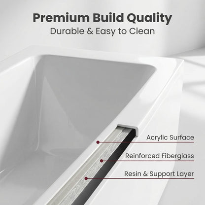 67" Whirlpool Bathtub with Hydrotherapy Jets and Glass Panel