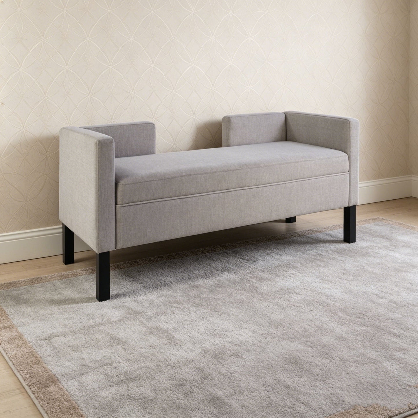 Upholstered Ottoman With 2 Bolster Pillows For Living Room - Gray