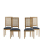 French Country Dining Chair With Rectangular Cane Backrest And Smooth Upholstered Seating