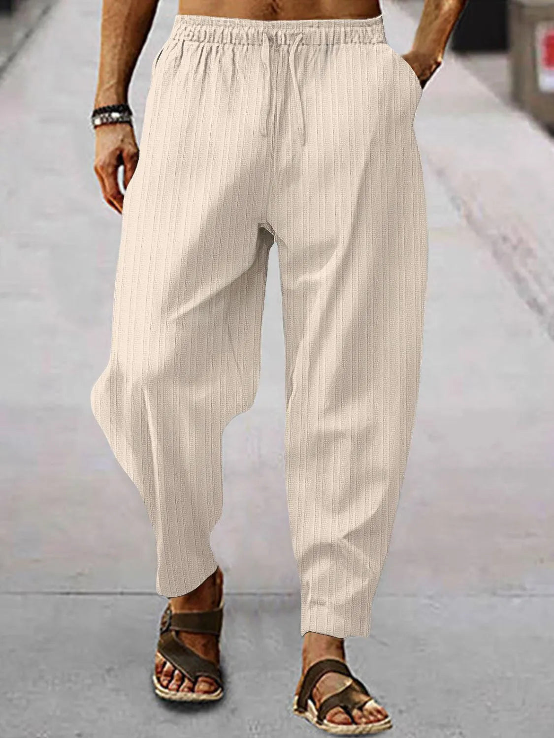 Men's Full Size Drawstring Pants with Pockets Plus Size