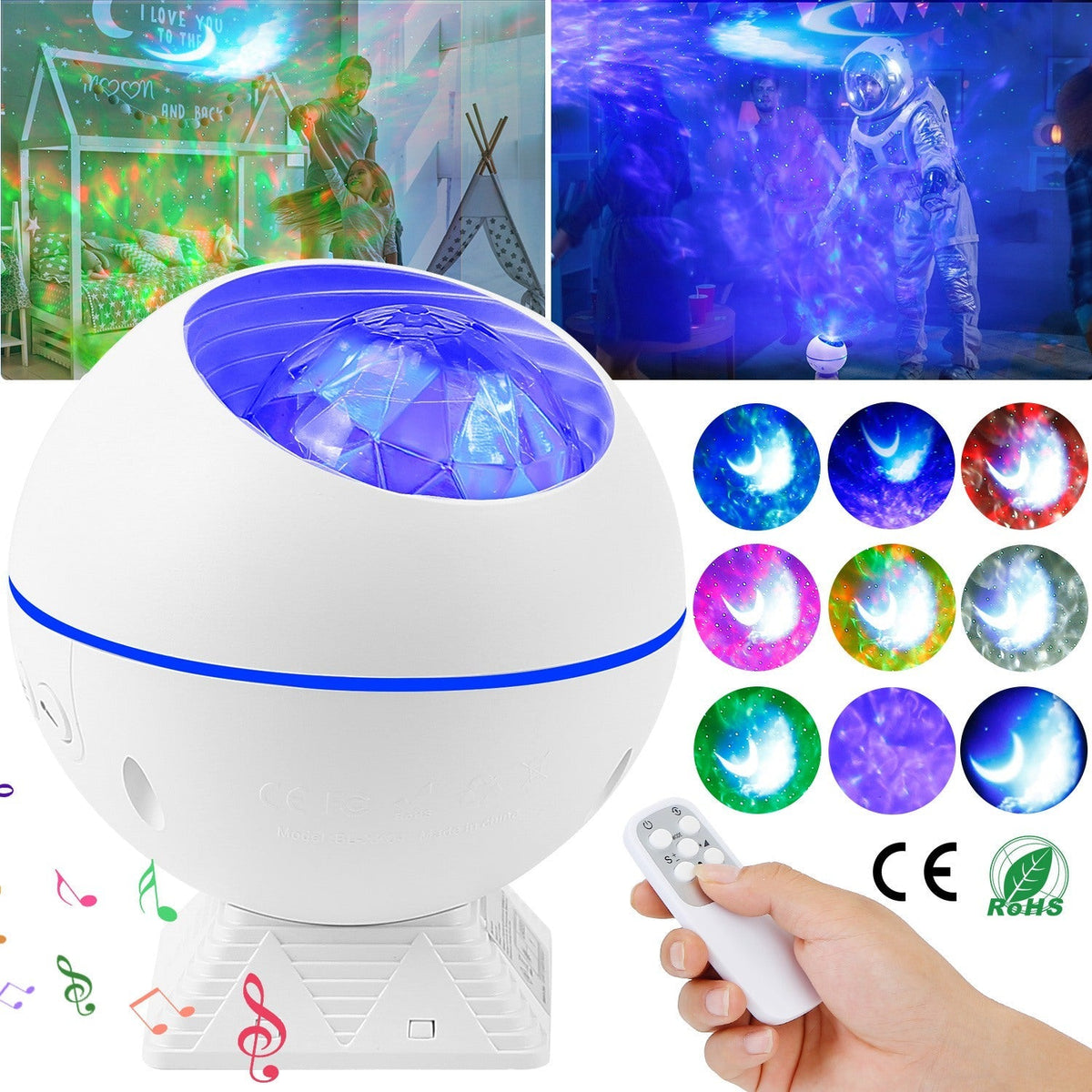 LED Star Projector Night Light Moon Nebula Cloud Lamp 360¡Rotating Star Light Kids Galaxy Projector w/ Remote Control