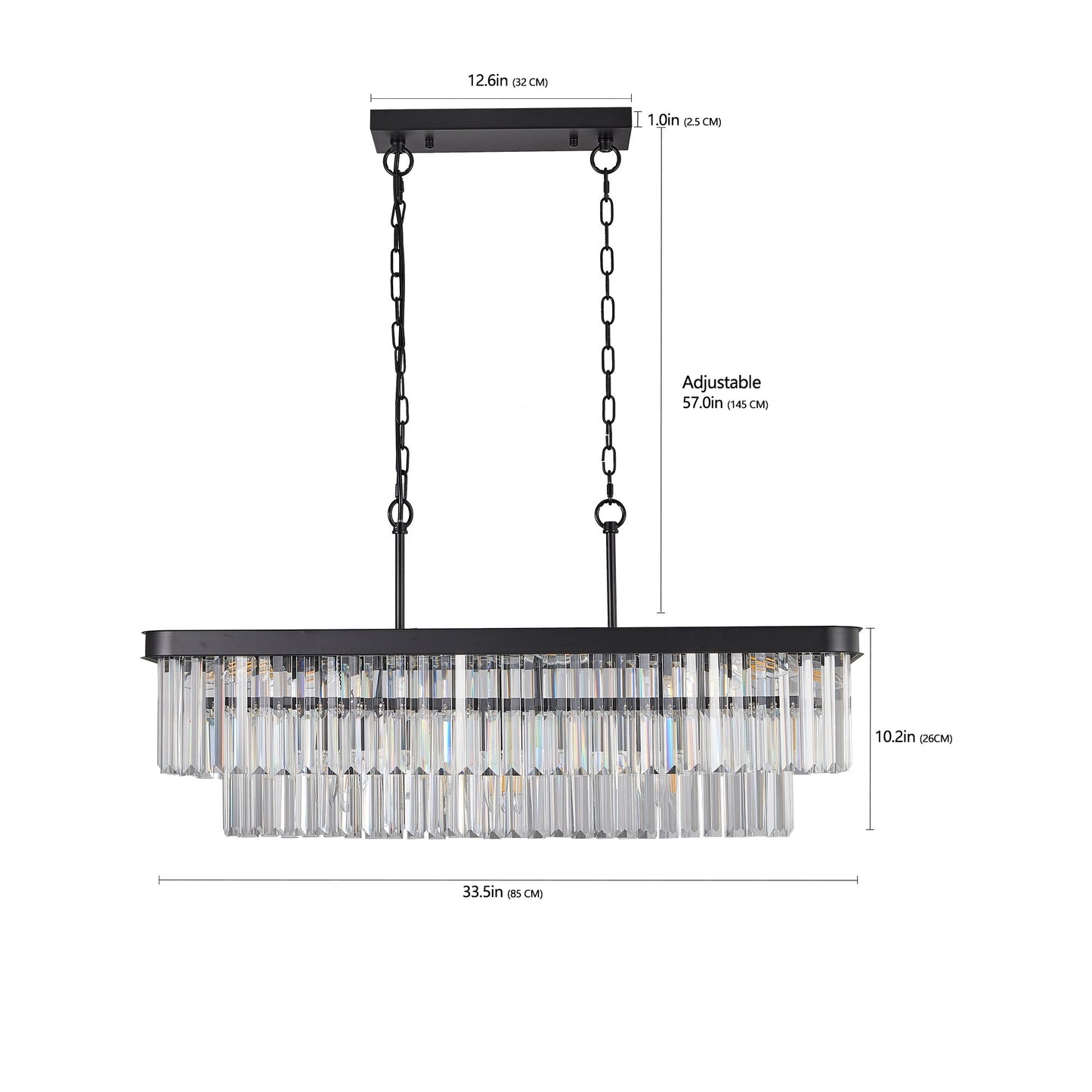 Rectangular Crystal Chandelier Adjustable