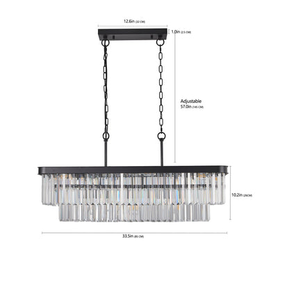 Rectangular Crystal Chandelier Adjustable