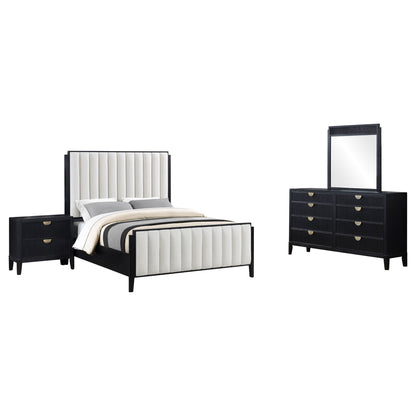 Brookmead 4-piece Upholstered Cal King Bedroom Set Black