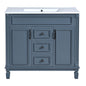 36" Bathroom Vanity With Top Sink, Basin On Cabinet With 2 Soft Closing Doors And 2 Drawers - Blue