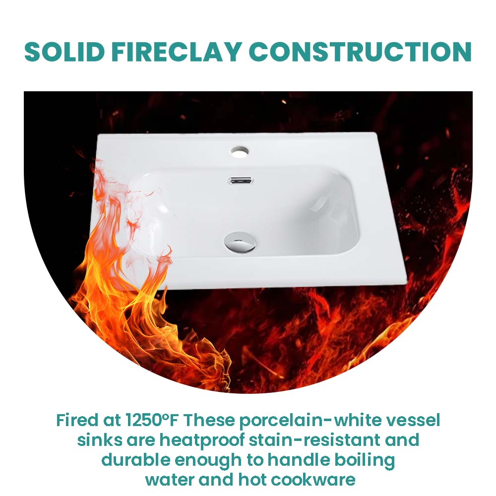 Glossy White Ceramic Integrated Sink
