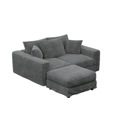 Deep Seat Convertible Sofa With Soft Pillows And Ottomans