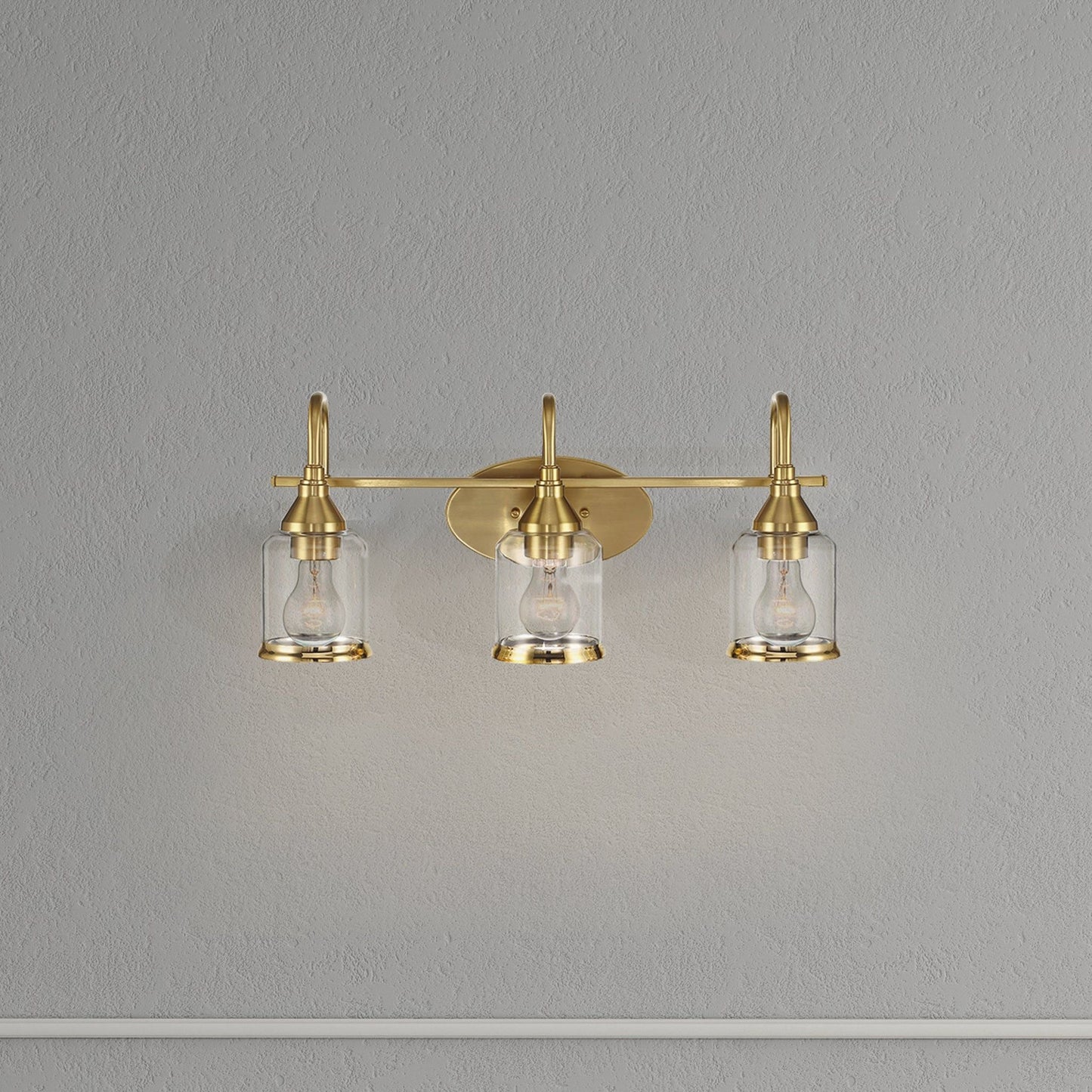 3 Lights Brush Vanity Light - Clear / Gold