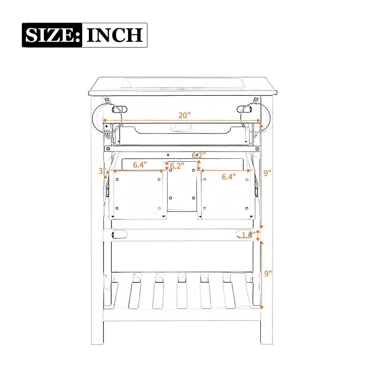 Modern Bathroom Vanity With Integrated Sink, Cabinet With 1 Deep Drawer And 1 Tip-Out Drawer