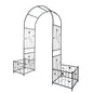 Metal Garden Arch With Two Plant Stands Wide High Climbing Plants Support Rose Arch Outdoor - Black