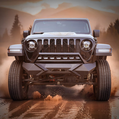 X Style Front Bumper with Winch Plate Compatible with Wrangler JK (2007-2017)