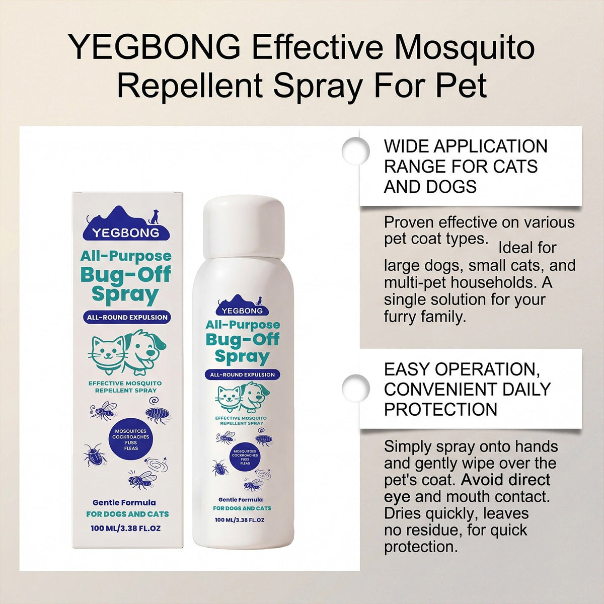 Pet Outdoor Protection Spray Gentle Formula Cares For Pets Convenient Care For Cats And Dogs Universal Use