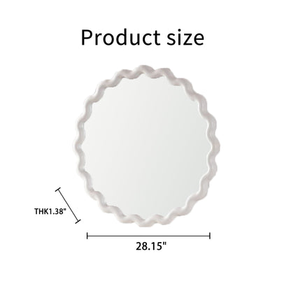 White Scalloped Round Wall Mirror