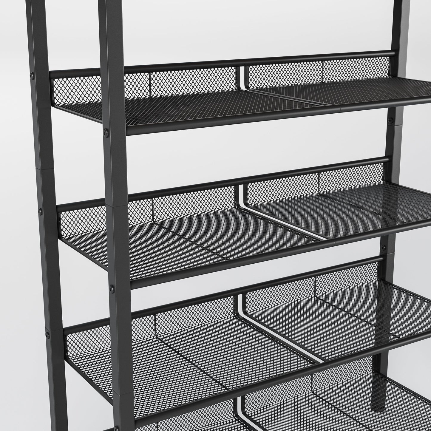 Industrial Shoe Rack with 4 Mesh Shelves