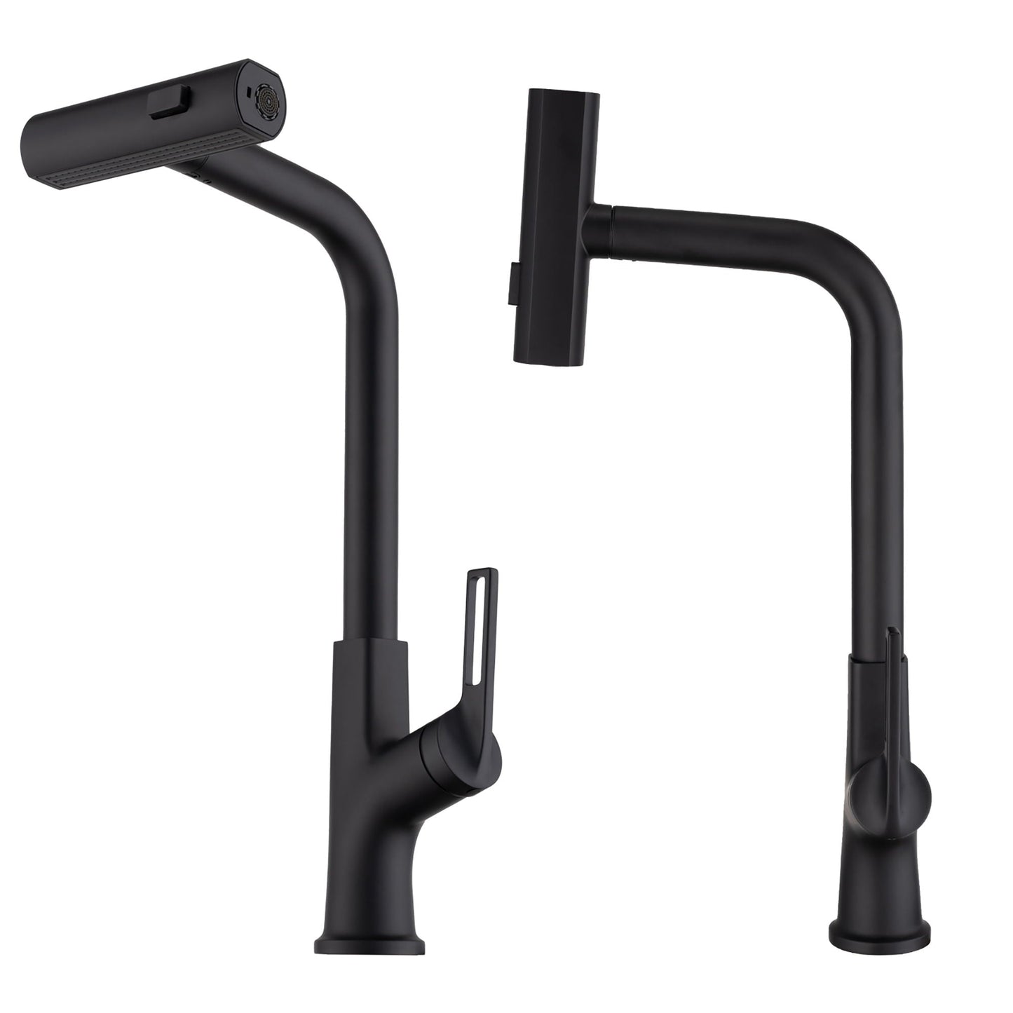 Kitchen Waterfall Faucet With Pull Down Sprayer, Single Handle, 360 Degree Rotating