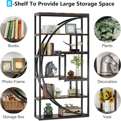 5 Tier Etagere Bookshelf With 8 Open Shelves Organizer For Living Room