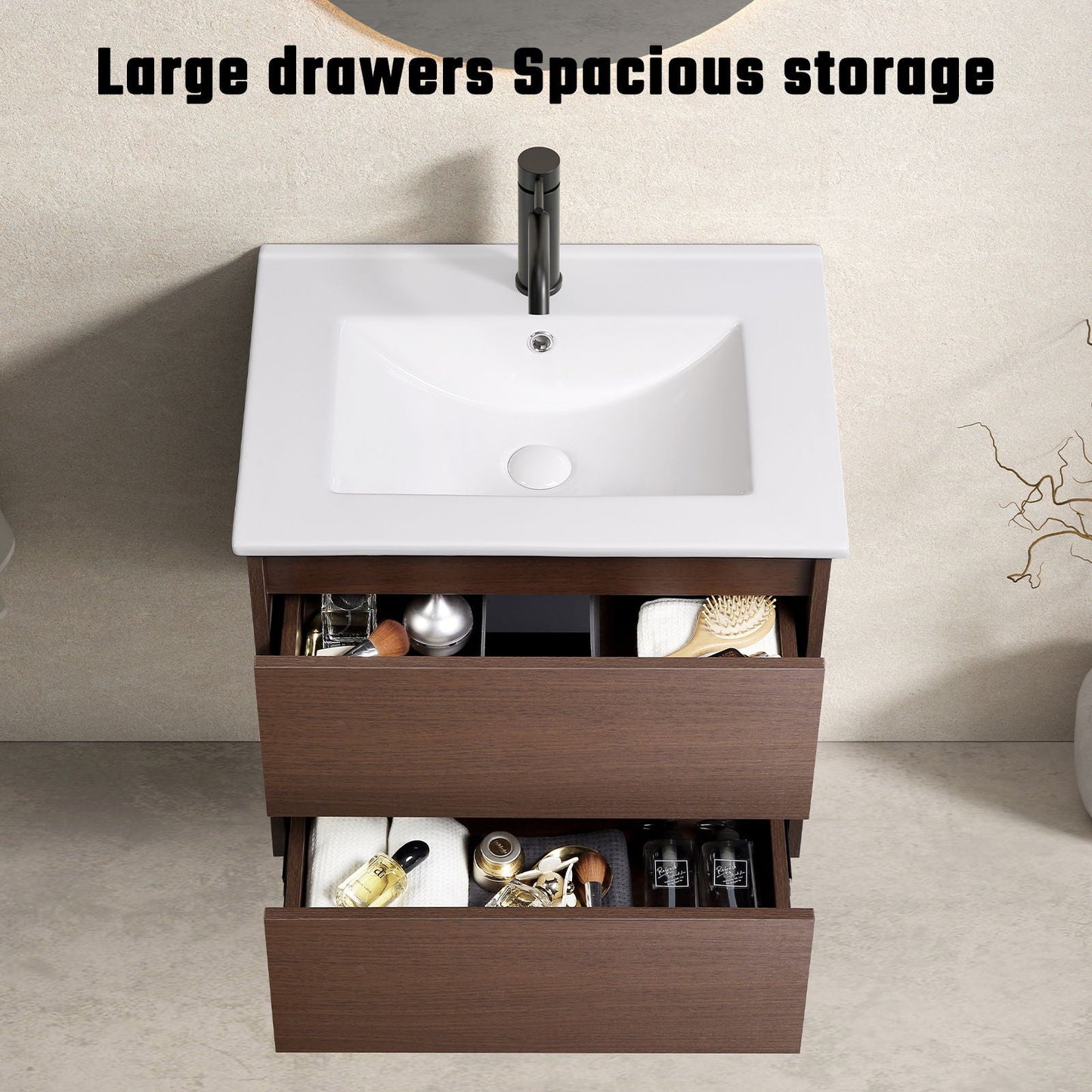 Wall Mounted Floating Bathroom Vanity With Sink And Cabinet