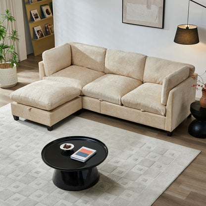 96.5" L Shape Sectional Couch with Ottoman