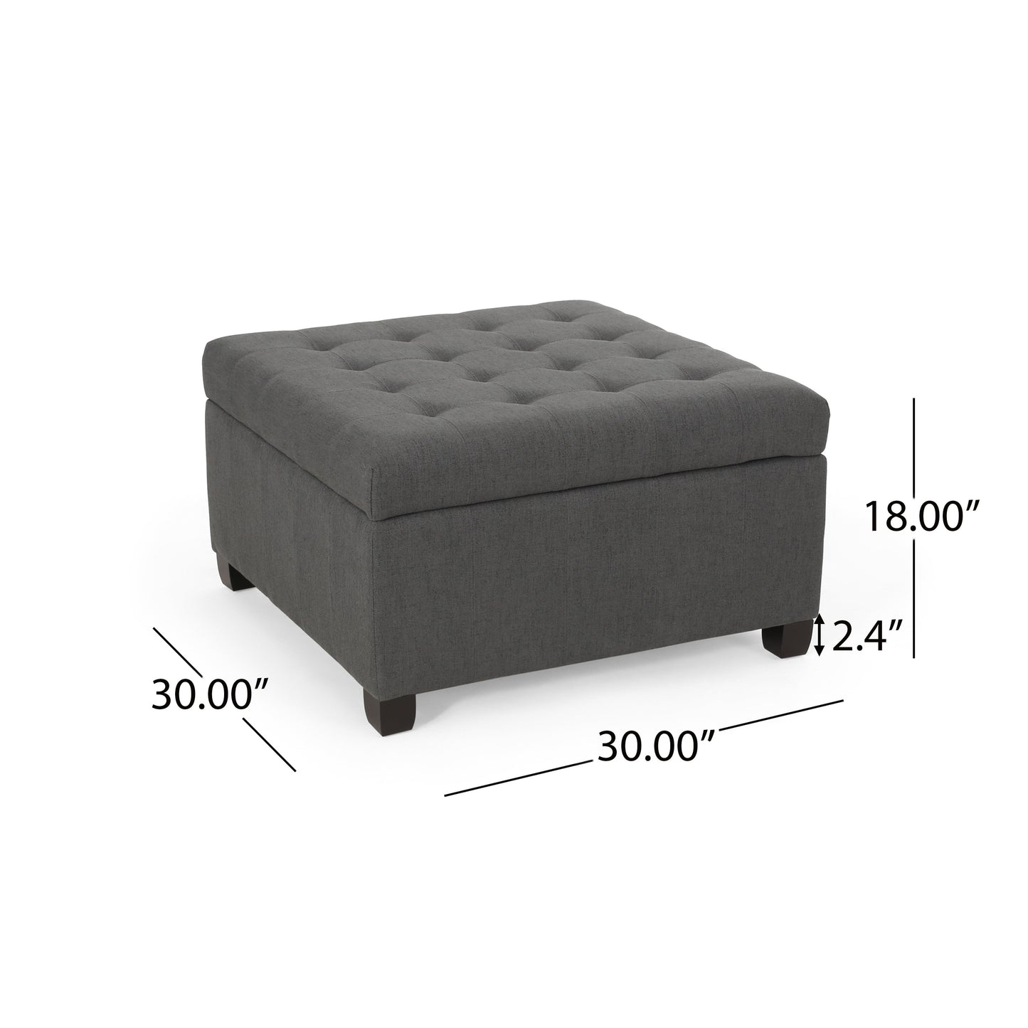 Upholstered Tufted Fabric Storage Ottoman